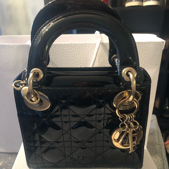 Lady Dior Mini Patent Bag - Picture 2 of 7